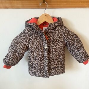 Carter's Leopard Print Puffer Jacket with Red Lining